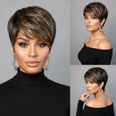 Short Layered Straight Pixie Cut Finger Waves Wigs Human Hair Natural Realistic Tangle For Women