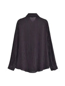 Spring Autumn Women stripe Loose Blouses Vintage Female Shirts Chic Tops