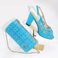 Olive Rhinestone Decoration Design Peep Toe Party Wedding Women High Heels and Bag Set