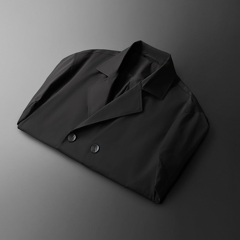 Men Spring summer thin Double Breasted British Wind Business Casual trench coat
