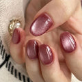 nails set Beautiful cat eyes short almond tips faux press on acrylic false nail supplies