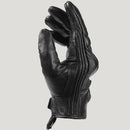 Black leather glove on a light gray background, Obroi