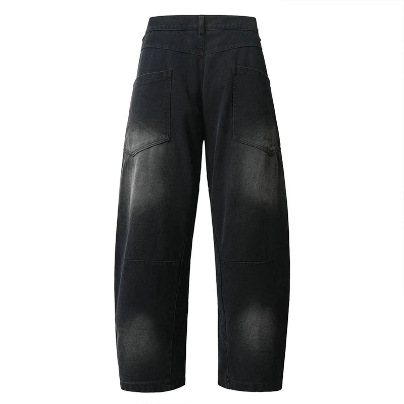 Distressed Spliced Cargo Pants Mens Streetwear Loose Pocket Wide Leg Trousers Men