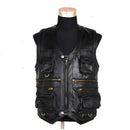 Genuine Leather Man Vest Waistcoat Jacket Thick Motorcycle Multi Pocket leather biker Men