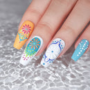 Bohemian Embossed Nail Stickers White Elegant Mandala Flower Floral Nail Art Sticker Decal Manicure