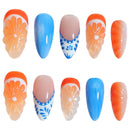 Blue Nails Full Cover Handmade Press On Nails Wearable Manicure Nail Tips Art For Summer