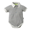 Striped baby bodysuit with collar on a white background, Obroi