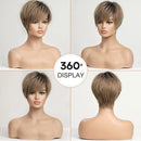 Short Pixie Cut Human Hair Wig Layered Wigs with Bangs Human Hair Natural Straight Wig