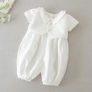 Baby Boy Summer Romper with Matching Hat Formal Suit Baptism Outfit Christening Jumpsuit