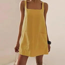 Woman Mini Dress Summer Dress Casual Sleeveless Pocket Dress