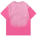 Vintage T-Shirt Streetwear Embroidery Letter Star Gradient Washed Tshirt Summer Casual Loose Tee Top Couple