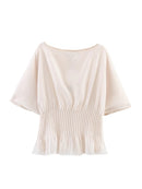 Summer Lady Edgy O-Collar T-shirt Pullover Commuting Woman Short Sleeve Top