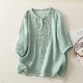 Light green blouse with embroidery on a light background, Obroi
