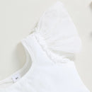 Summer Girls Clothing Sets Casual Short Sleeve Crop Tops White Elastic Band Skirt Baby Clothes Children Kids Outfits