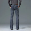 Autumn And Winter Men's Mid Waist Micro Flared Jeans Blue Gray Casual Pants