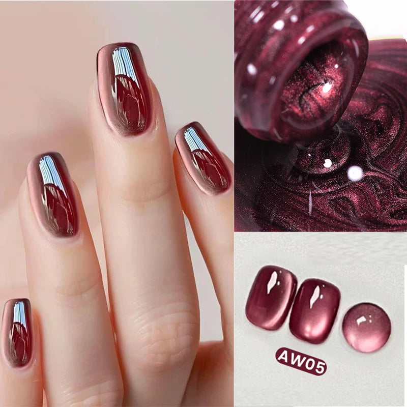 Sparkling Glass Bead Cat Magnetic Gel Nail Polish Flash Permanent Soak Off UV Gel