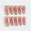 Set of pink nail extensions with star decorations on a white background, Obroi