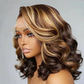 Honey Blonde 13x4 Lace Frontal Short Bob Wigs Human Hair Highlight Ombre Frontal Wigs for Women