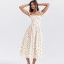 Women Strap Sleeveless Floral Button Pocket Elegant Sexy Casual Party Spring Summer Long Dress