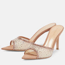 Women Rhinestone Slippers Stiletto High Heels Slippers Flip Flops Woman Pointed Open Toe Slides Party Shoes