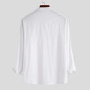 Men Casual Linen Shirts Solid White Loose Shirt Slim Pullover Shirts