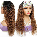 Two mannequins with long, wavy brown hair styled with colorful headbands on a white background, Obroi