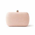 Beige clutch bag with a gold clasp on a white background, Obroi