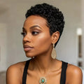 Short Pixie Cut Made Wig for Women Human Hair Curly Wave Pixie Wigs