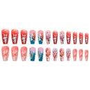 Summer Fresh False Nails Tips Long Cute Underwater World Press On Nails Ocean Series Wearable Nails Coral Nails