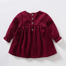 Vintage Red Velvet Dress for Girls Kids Christmas & New Year's Party Dresses Children Autumn Winter Outdoor Clothes