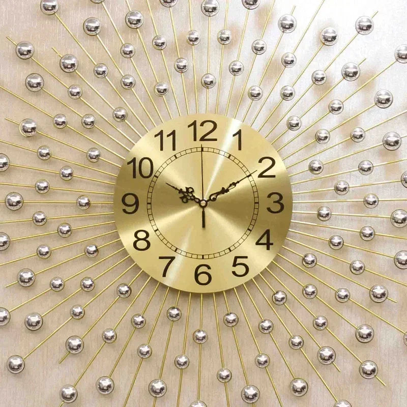 Wall Clock Metal Living Room Creative Modern Gold Silent Nordic Luxury Home Loft Mural Wall Decor