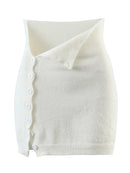 Sweet Women Khaki Sexy Button Knitted Skirt Summer Ladies Spice Female Slim Solid Skirt Bottoms