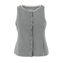 Obroi Black and white checkered sleeveless top on a white background