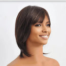 Dark Brown Straight Layer Short Bob Wig with Bangs Remy Hair 13x6 Lace Front Wig for Women Pre Plucked