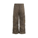 Pleated Pocket Cargo Pants Mens High Street Spring Summer Elastic Waist Loose Wide Leg Trousers Men