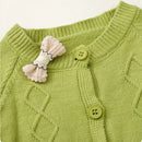 Baby Girls Clothes Set Kids Green Knitted Cardigan Vintage Floral Dress Children Autumn Knit Sweater Coat Princess Dresses