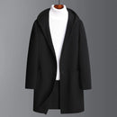 Men's Winter Coat Wool Overcoat Elegant Trench Coats Luxury Warm Hooded Jacket Long Blazer Casual Outerwear Windbreaker