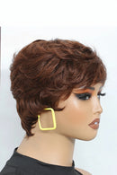 Short Wigs for Women Pixie Cut Human Hair Wigs Short Layered Pixie Wig With Bangs Glueless Made Chocolate Brown