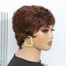 Short Wigs for Women Pixie Cut Human Hair Wigs Short Layered Pixie Wig With Bangs Glueless Made Chocolate Brown