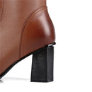 Women's Leather Knee High Boots With Thick Heels Warm Fleece Lining Casual Shoes