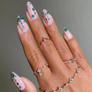 Press On Nails Christmas Nails Ballet Style Handmade Green Diamonds Medium Almond Art DIY Nails