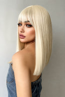 18Inch Platinum Blonde Wigs With Bang Long Natural Straight Hair Wig For Women