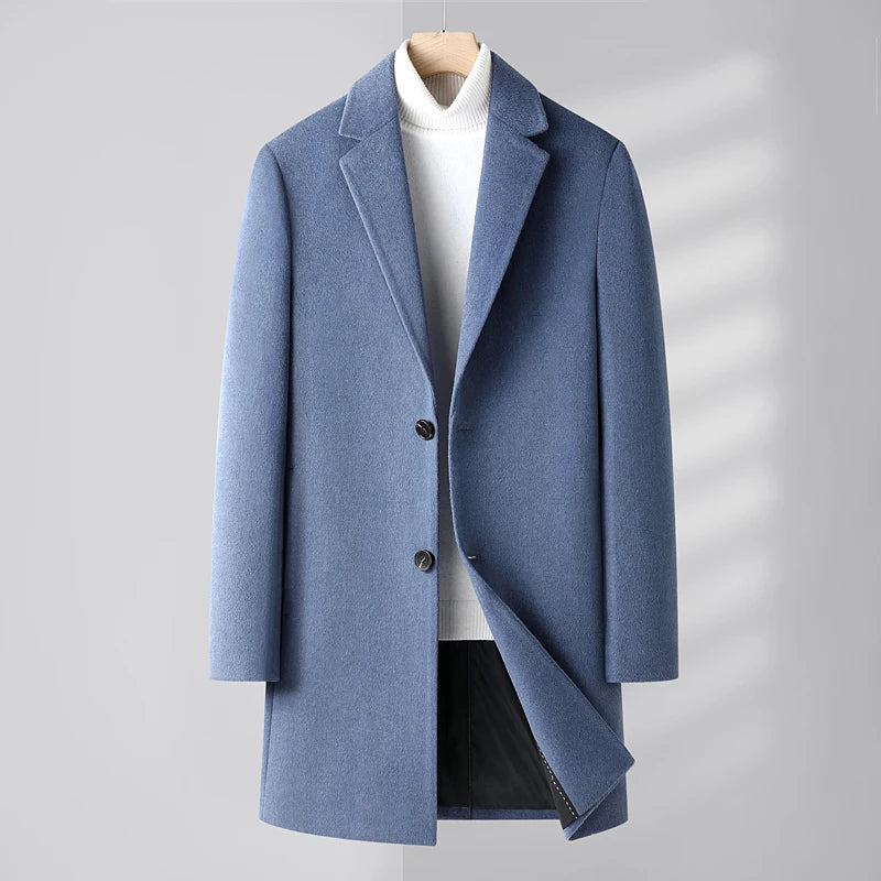 Handsome Trend Woolen Coat Men's Autumn and Winter Cashmere Thickened Warm Coat Thick