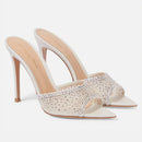 Women Rhinestone Slippers Stiletto High Heels Slippers Flip Flops Woman Pointed Open Toe Slides Party Shoes