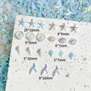 30Pcs 3D Ocean Nail Charms Resin Gold Series Starfish Art Decorations Mini Beach Summer Nail Accessories