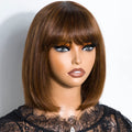 Highlight Blonde Short BOB 3x1 Lace Glueless Human Hair Wig Ready To Go Brazilian 1b/30 Straight Bob Bone With Bangs For Women
