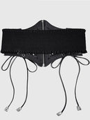 women's black hollow mesh cross chain cross metal accessories decorated with dark punk style waist waistband