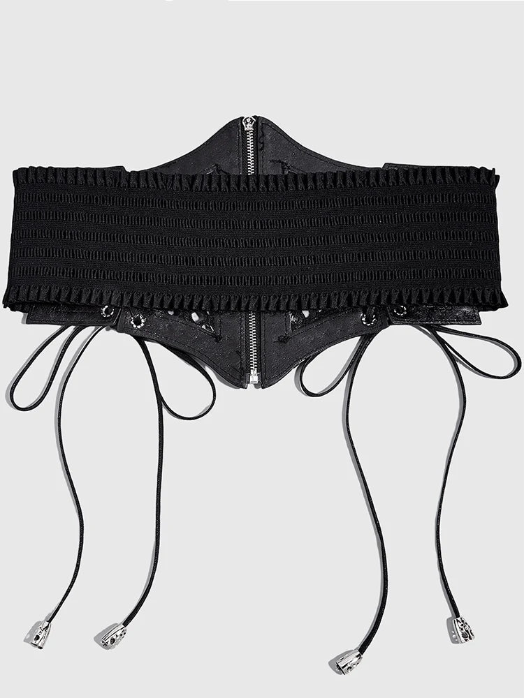 women's black hollow mesh cross chain cross metal accessories decorated with dark punk style waist waistband