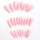 24PCS Medium Square Handmade Glossy Bare Pink Shiny Nails Acrylic Nails