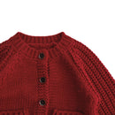 Christmas Kids Clothes O-Neck Red Sweaters Single Breast Boys Knit Cardigans Girls Sweater
